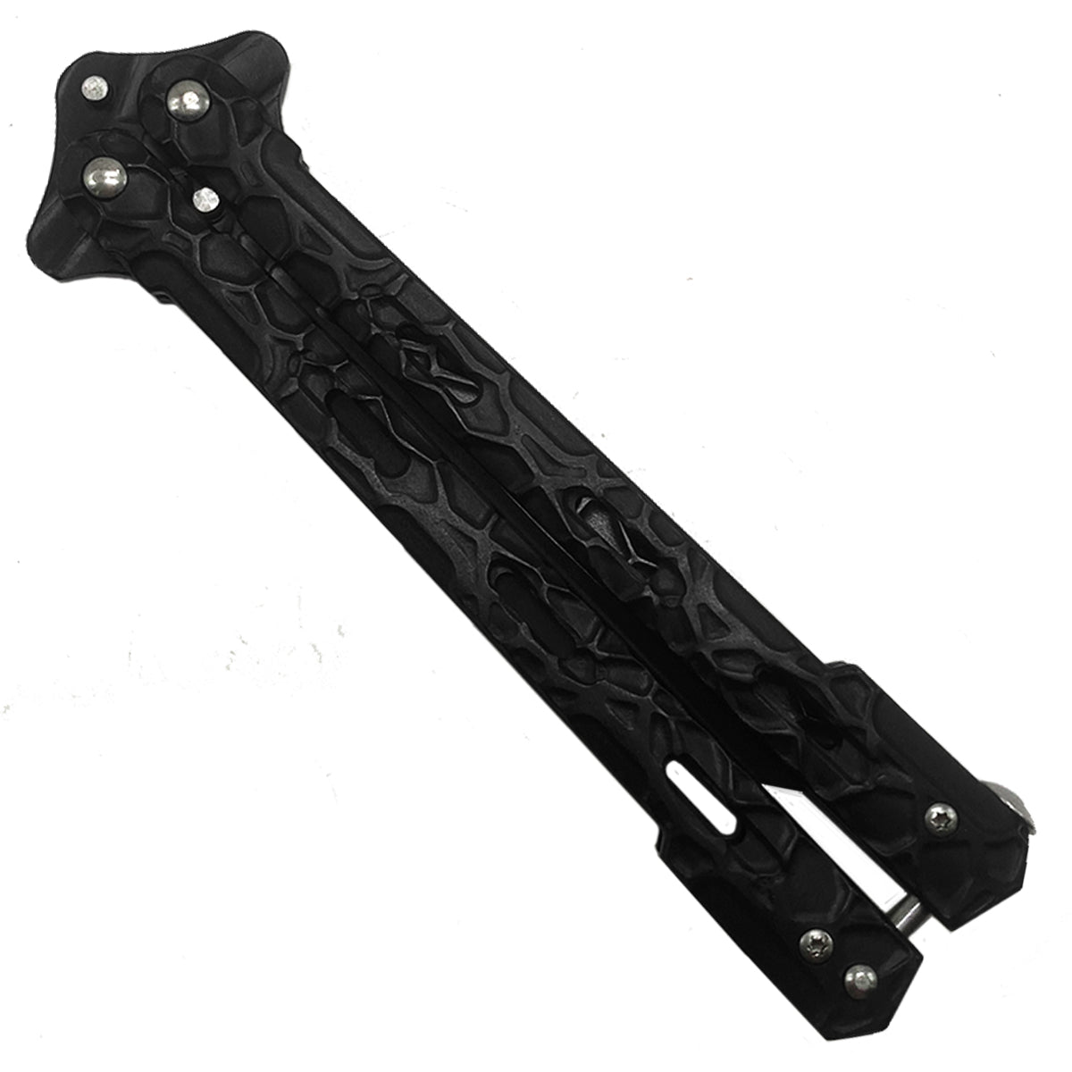 ALP Imports raven butterfly knife wholesale balisongs with black textured handle closed position
