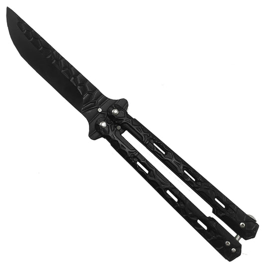 ALP Imports raven butterfly knife wholesale balisongs with black textured blade and handles