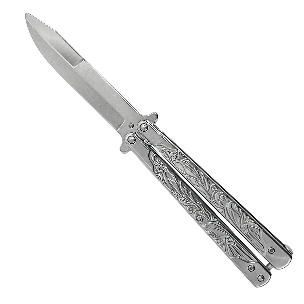 "Vines" Chrome Butterfly Knife