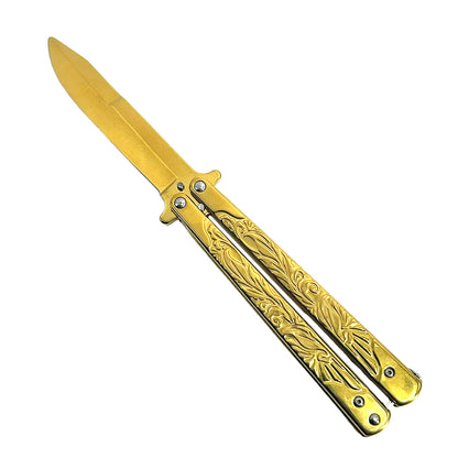 "Vines" Gold Butterfly Knife