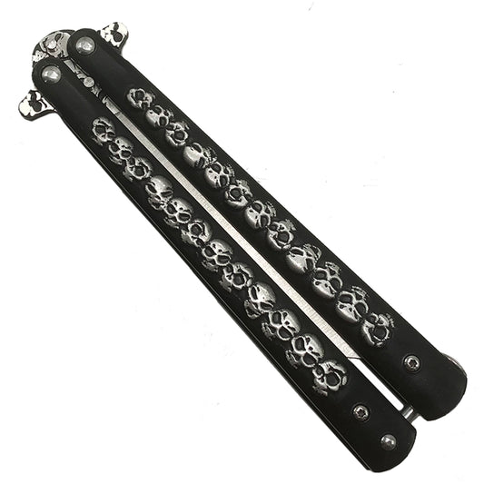 "Skully" Black Butterfly Knife