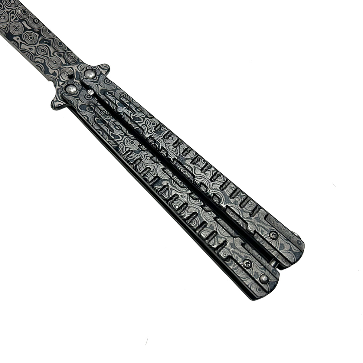 "Stains" Damascus Butterfly Knife