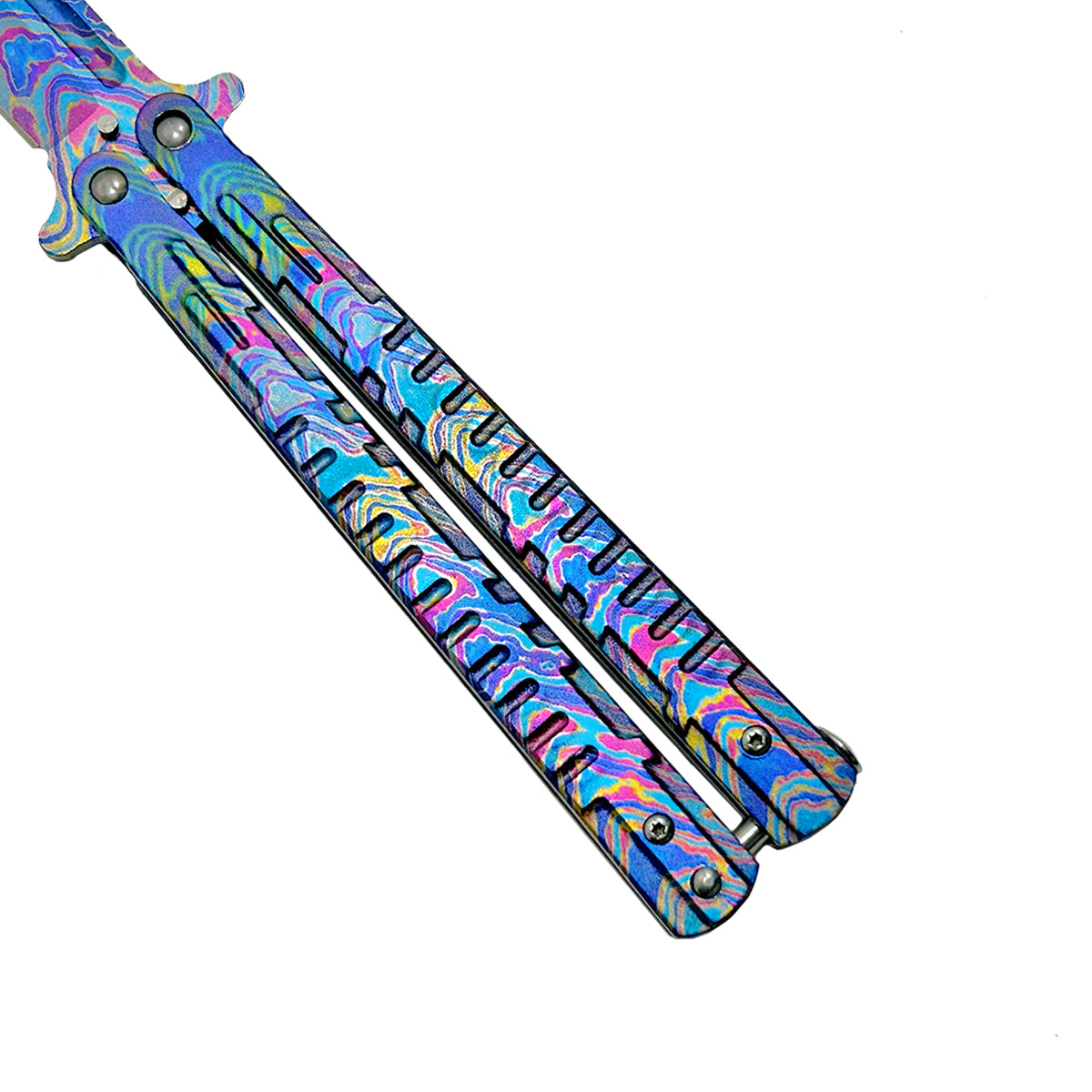 "Stains" Colors Damascus Butterfly Knife