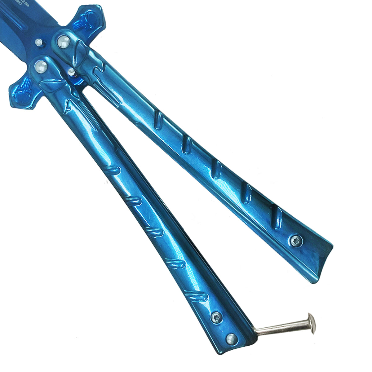 Blue Skull Butterfly Knife