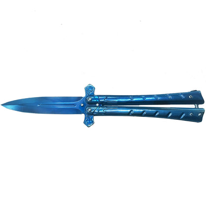 Blue Skull Butterfly Knife