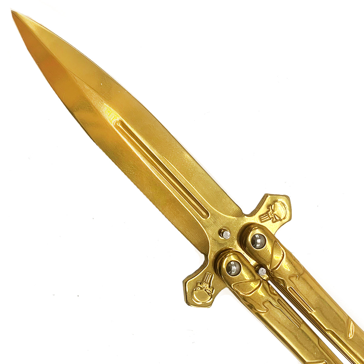 Gold Skull Butterfly Knife