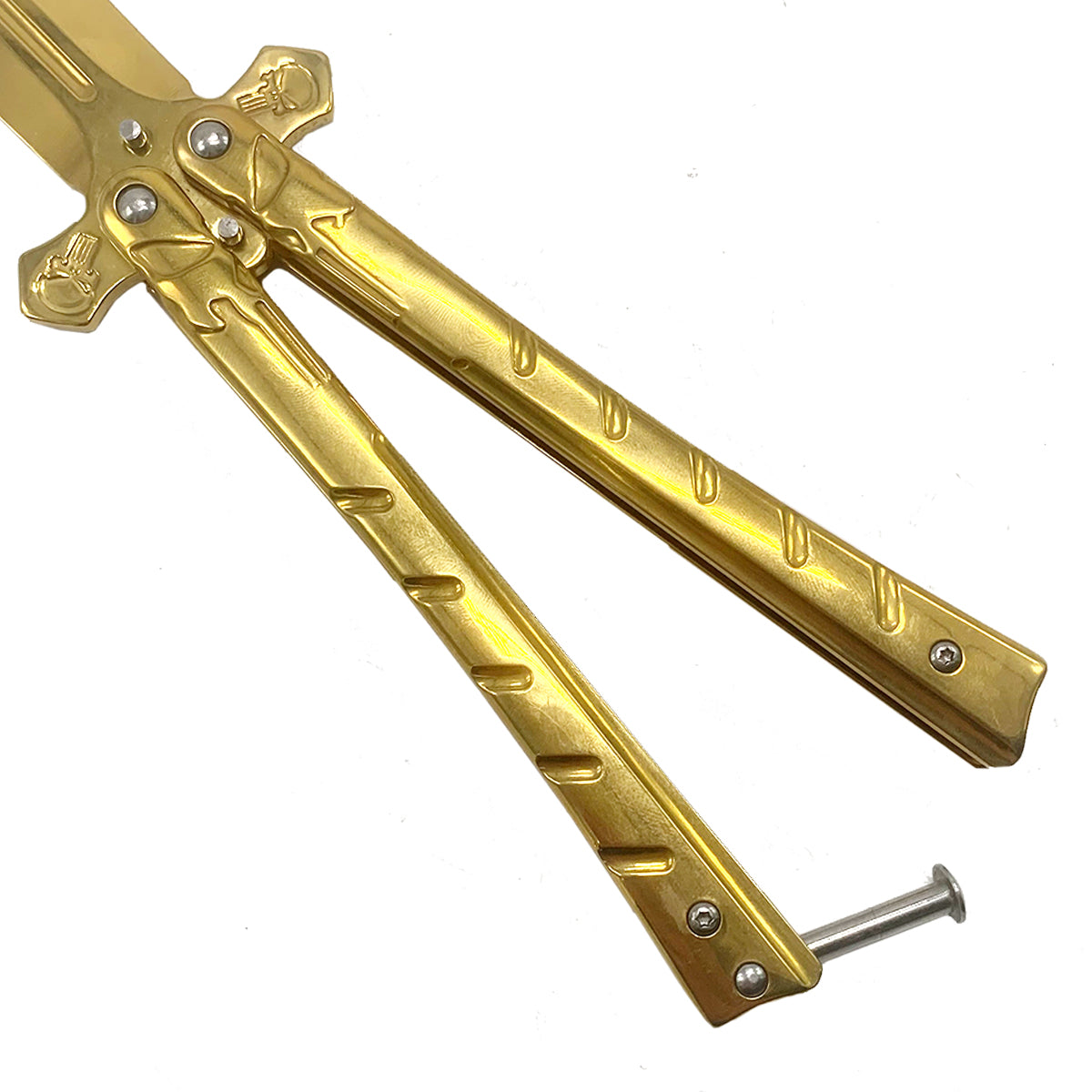 Gold Skull Butterfly Knife