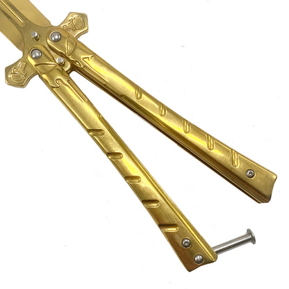 Gold Skull Butterfly Knife