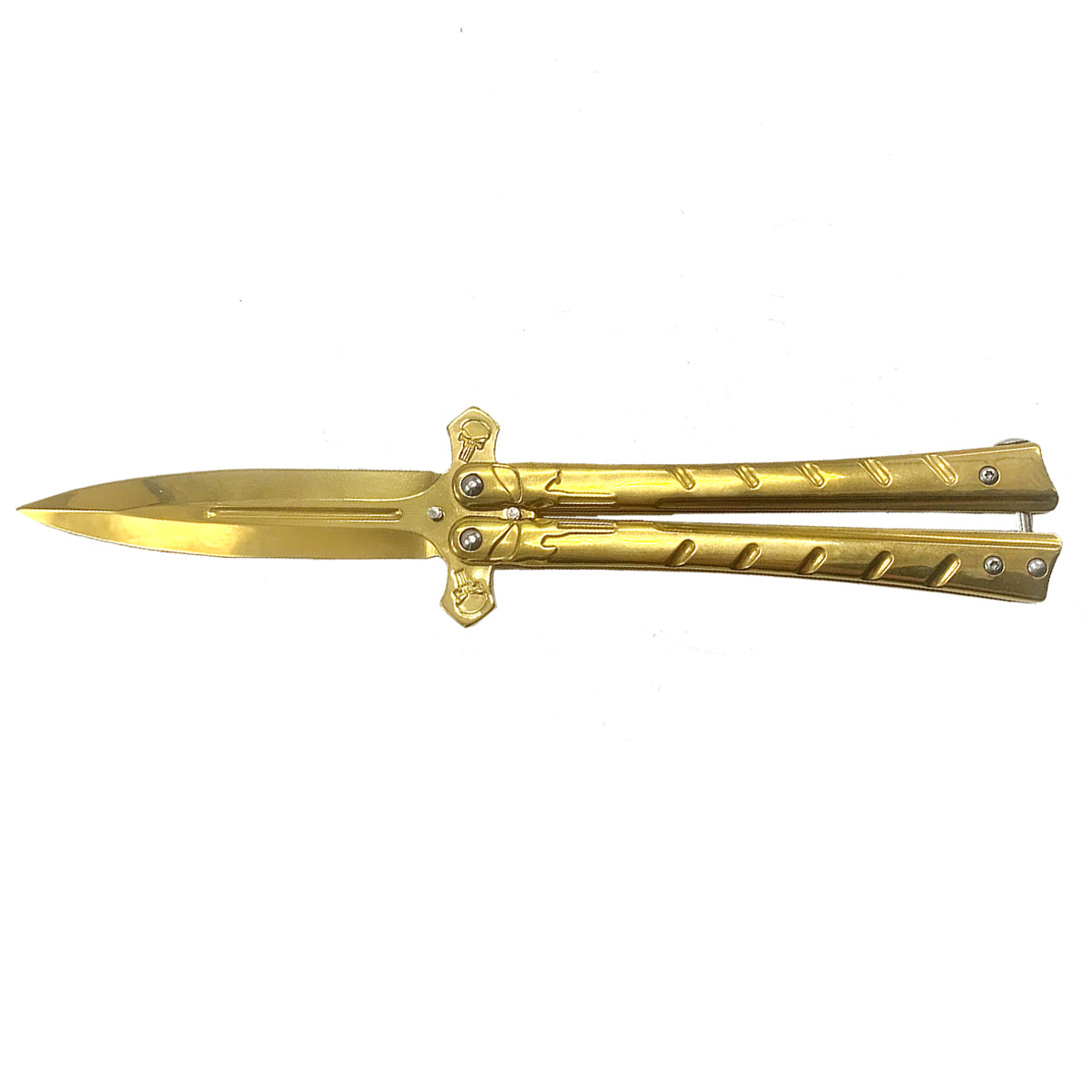 Gold Skull Butterfly Knife