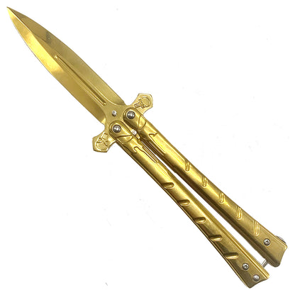 Gold Skull Butterfly Knife