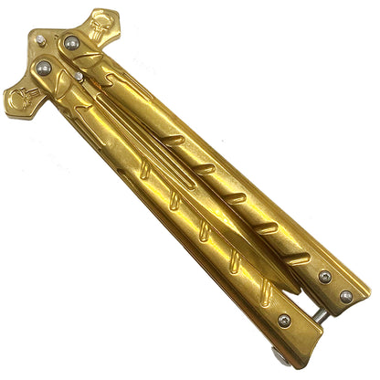 Gold Skull Butterfly Knife