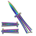 Rainbow Skull Butterfly Knife