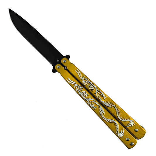 Yellow "Twin Dragons" Butterfly Knife