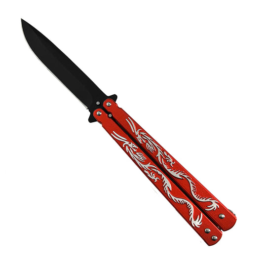 Red "Twin Dragons" Butterfly Knife