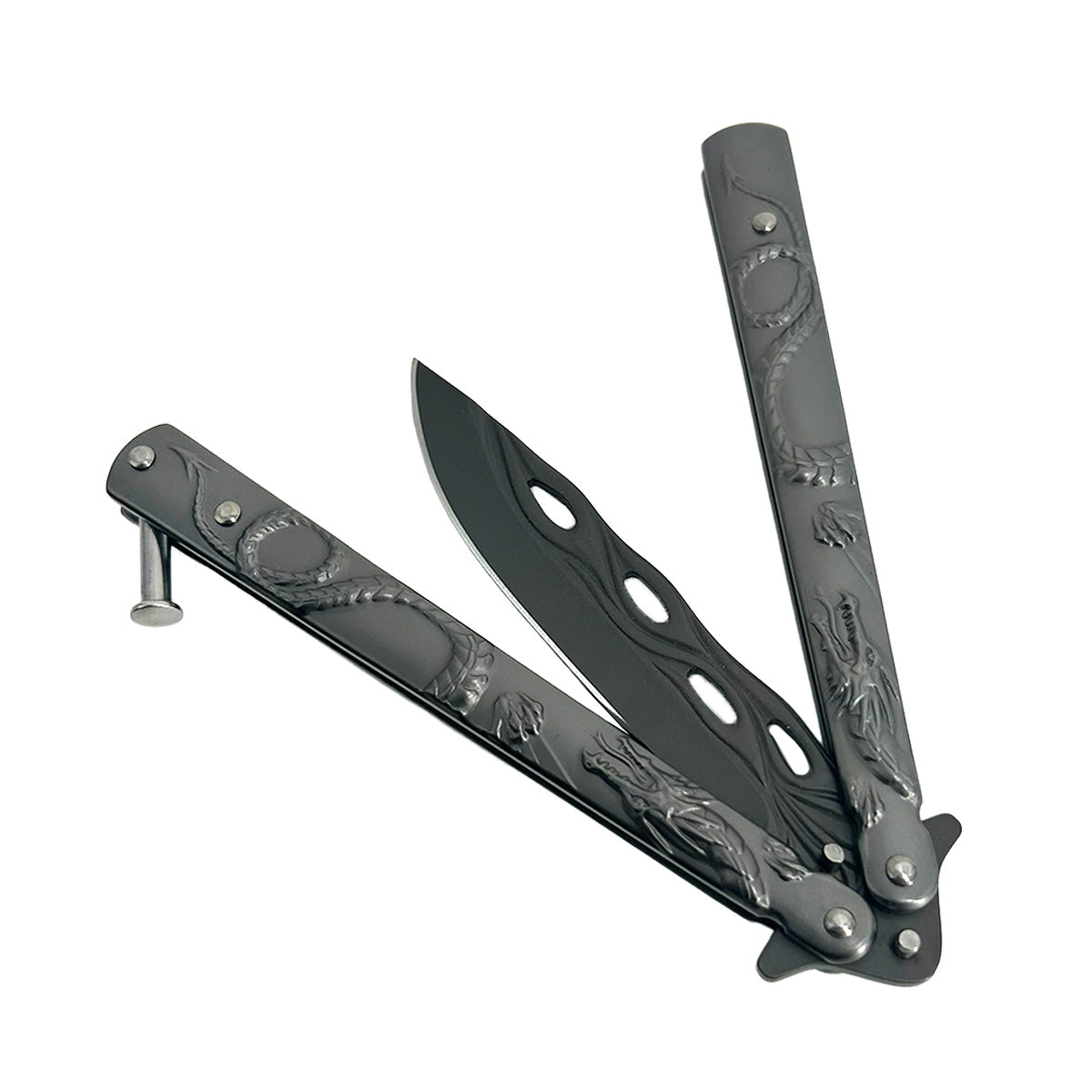 Gray "Lunar Dragon" Black Butterfly Knife