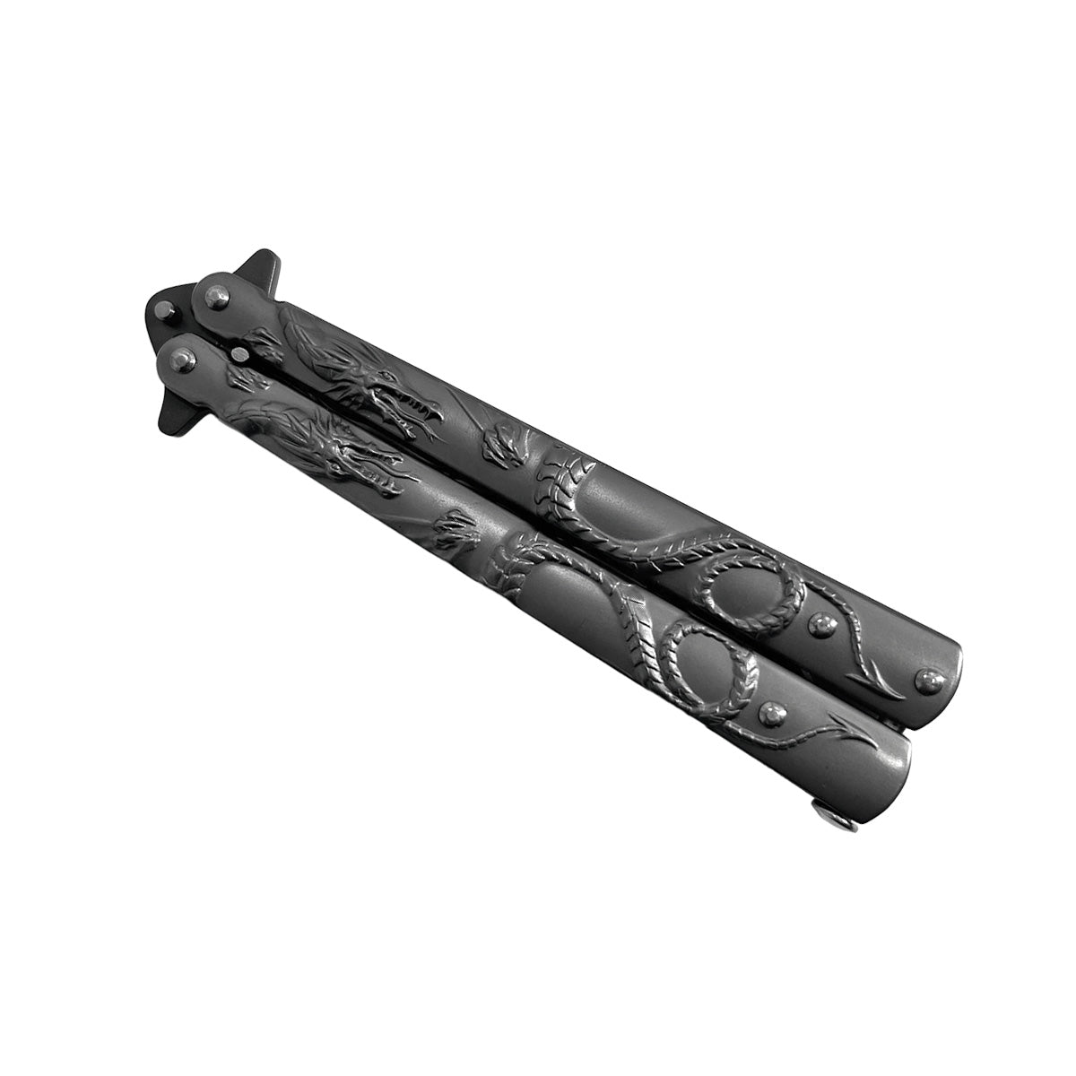 Gray "Lunar Dragon" Black Butterfly Knife