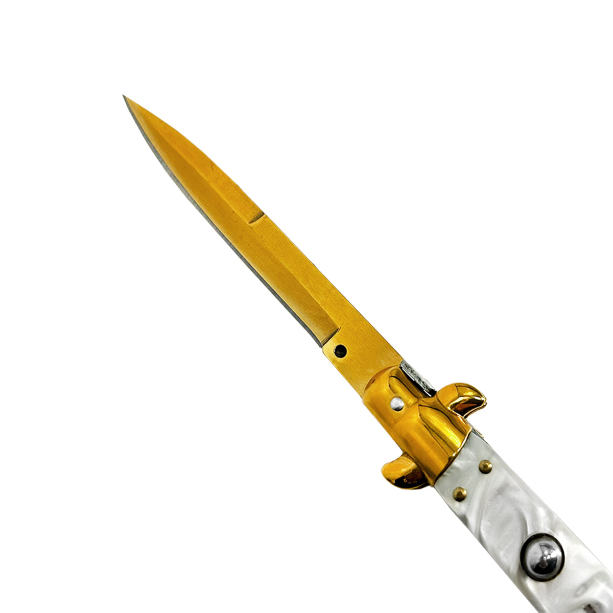 "Classico" White Handle Gold Blade Switchblade