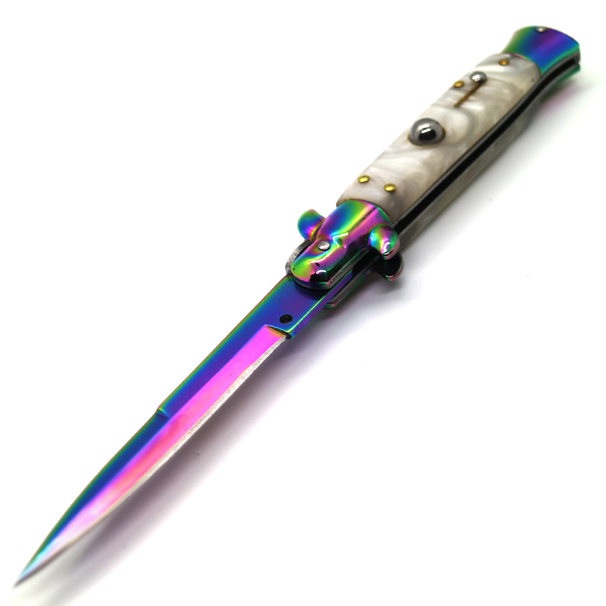 "Classico" Rainbow Switchblade Faux Marble Handle