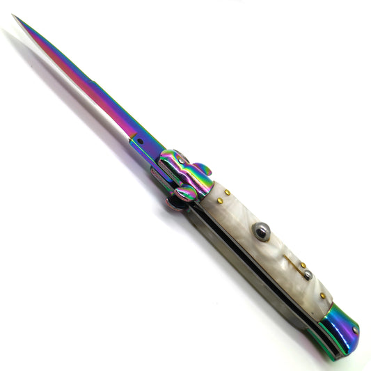 "Classico" Rainbow Switchblade Faux Marble Handle