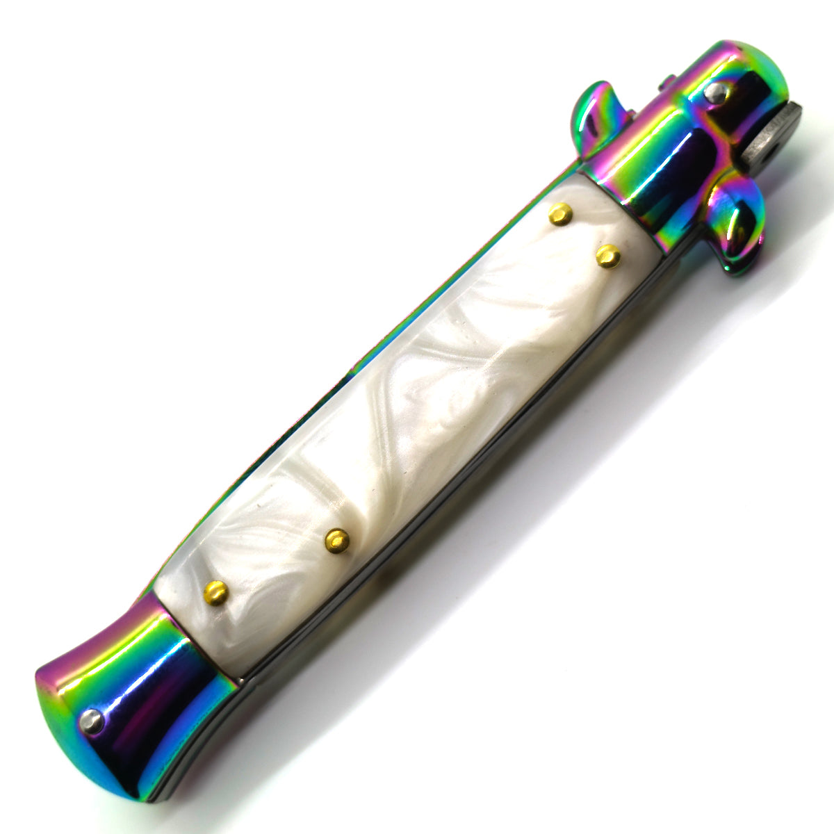 "Classico" Rainbow Switchblade Faux Marble Handle