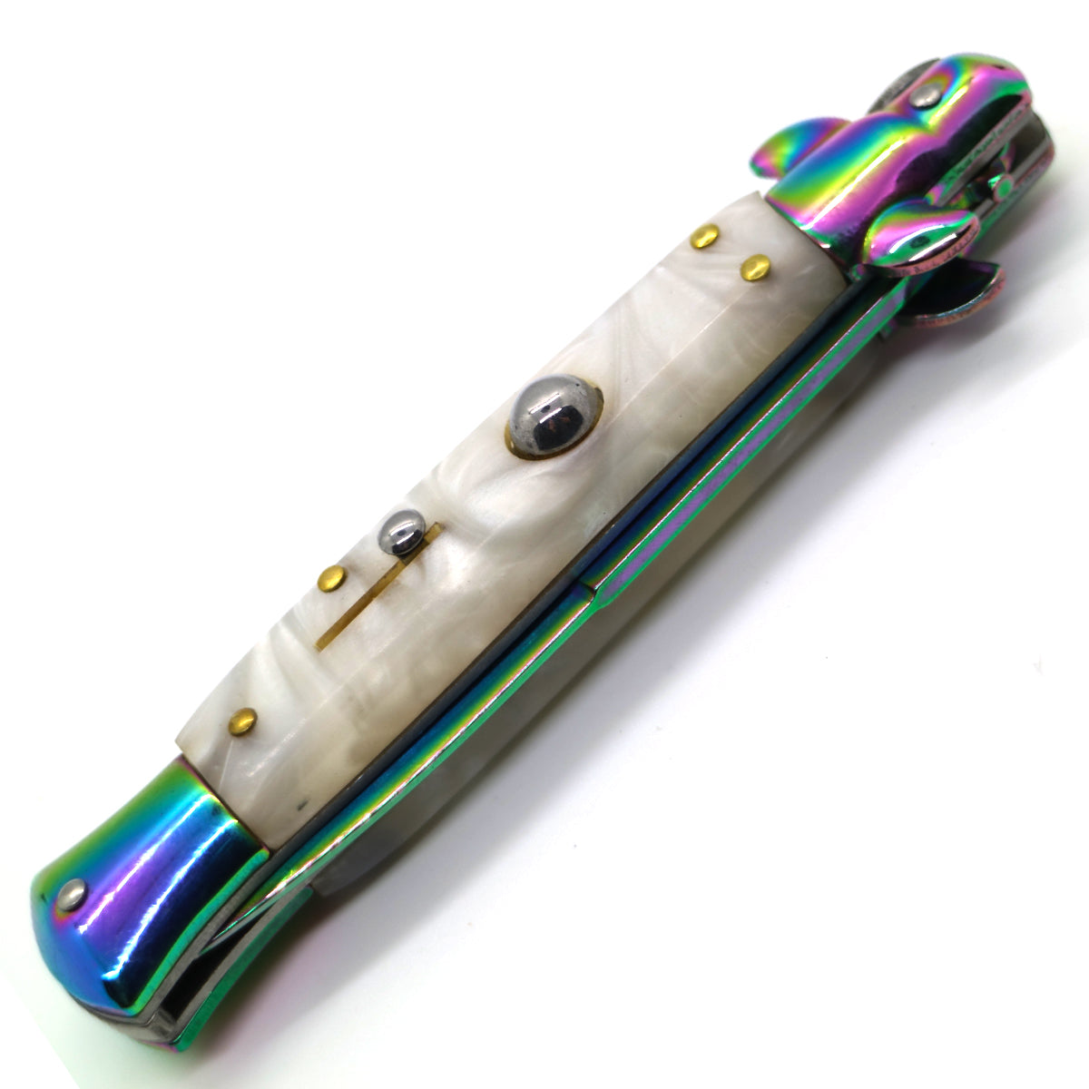 "Classico" Rainbow Switchblade Faux Marble Handle