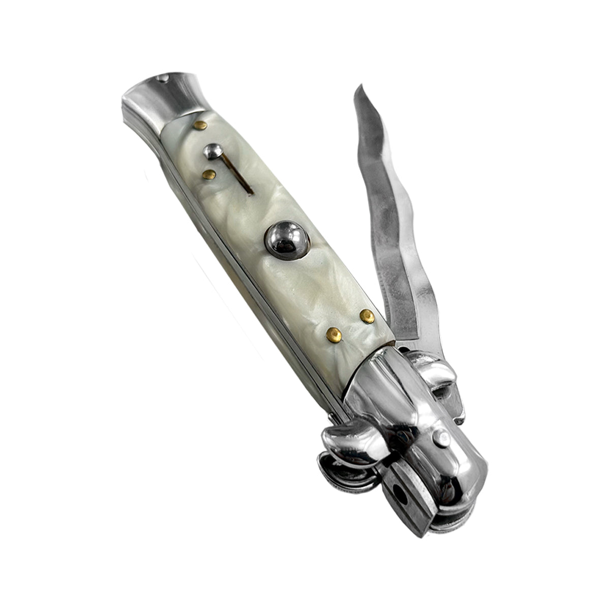 "Wavy" White Marble Butterfly Knife