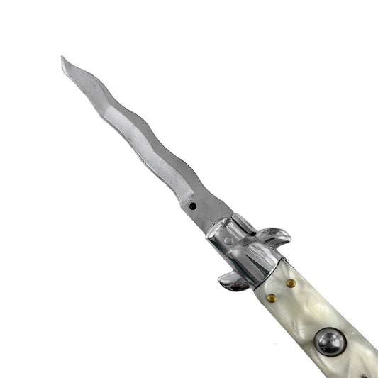 "Wavy" White Marble Butterfly Knife