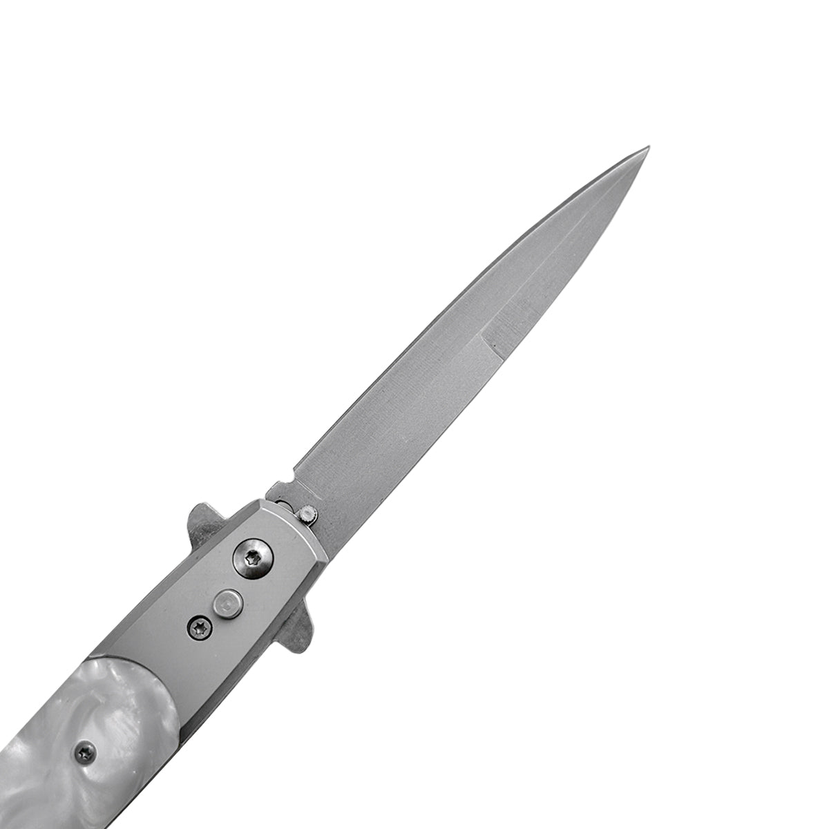 "Basico" White Marble Switchblade