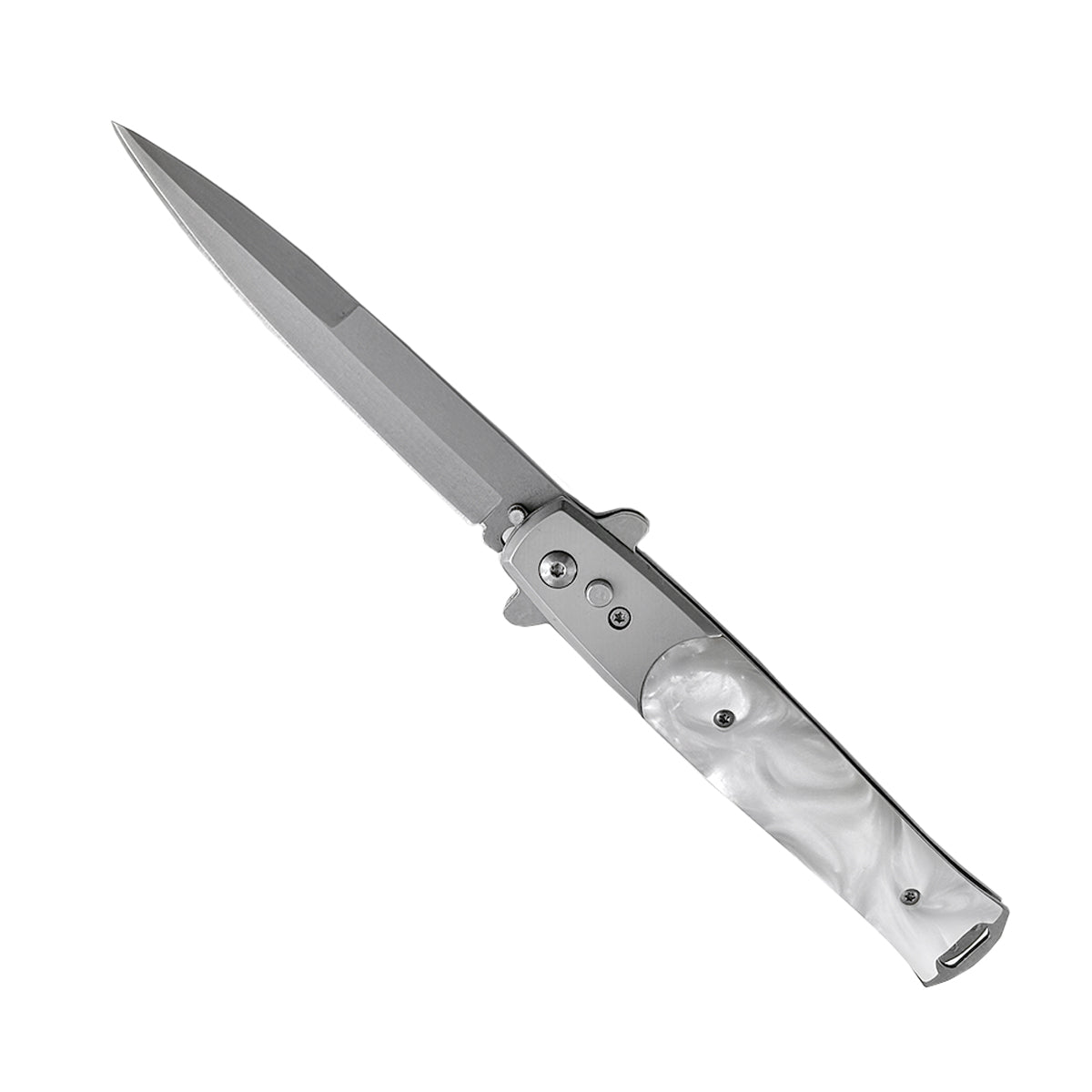 "Basico" White Marble Switchblade