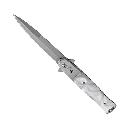 "Basico" White Marble Switchblade