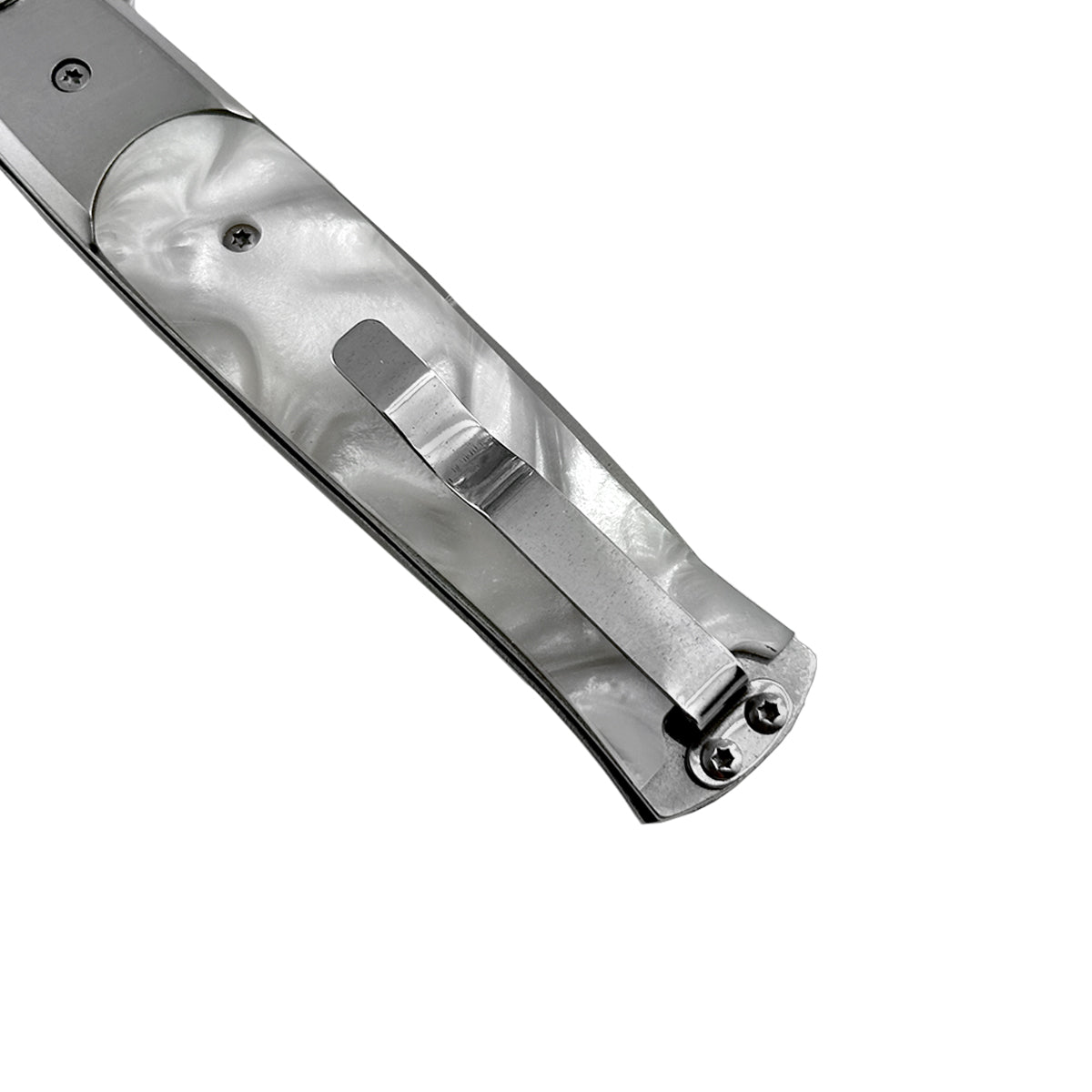 "Basico" White Marble Switchblade