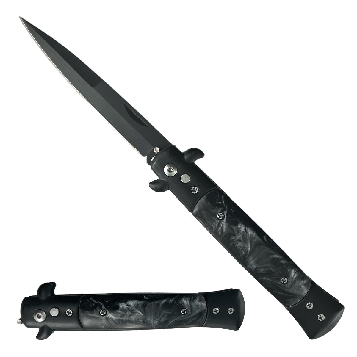 "Polished" Black Marble Switchblade