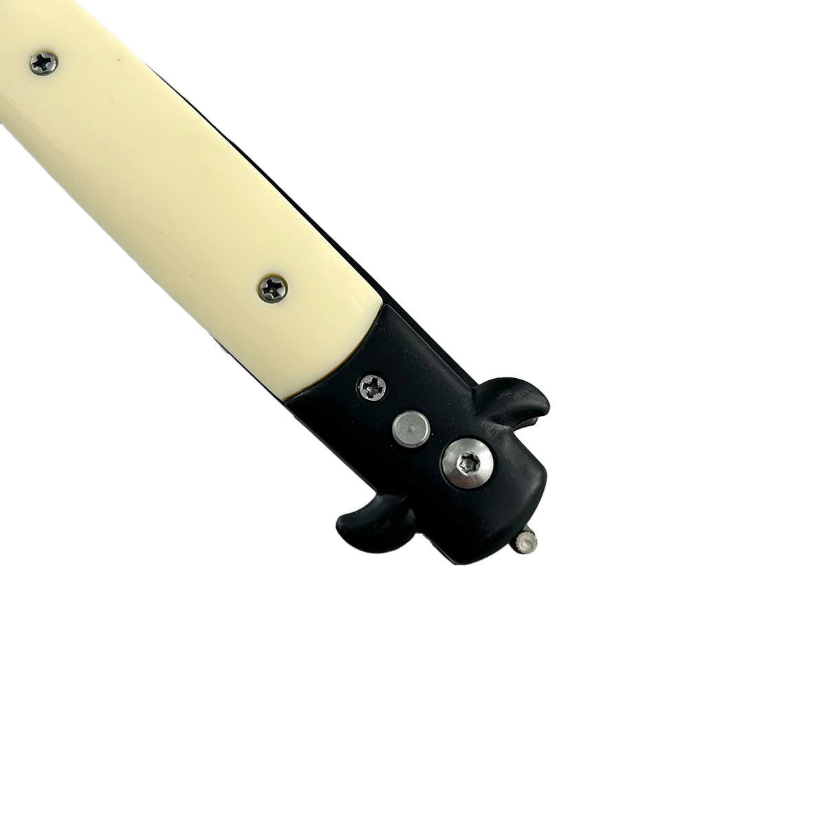 "Polished" Black Blade Bone Handle Switchblade