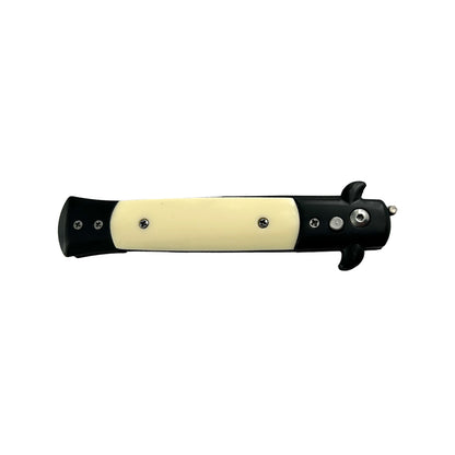 "Polished" Black Blade Bone Handle Switchblade