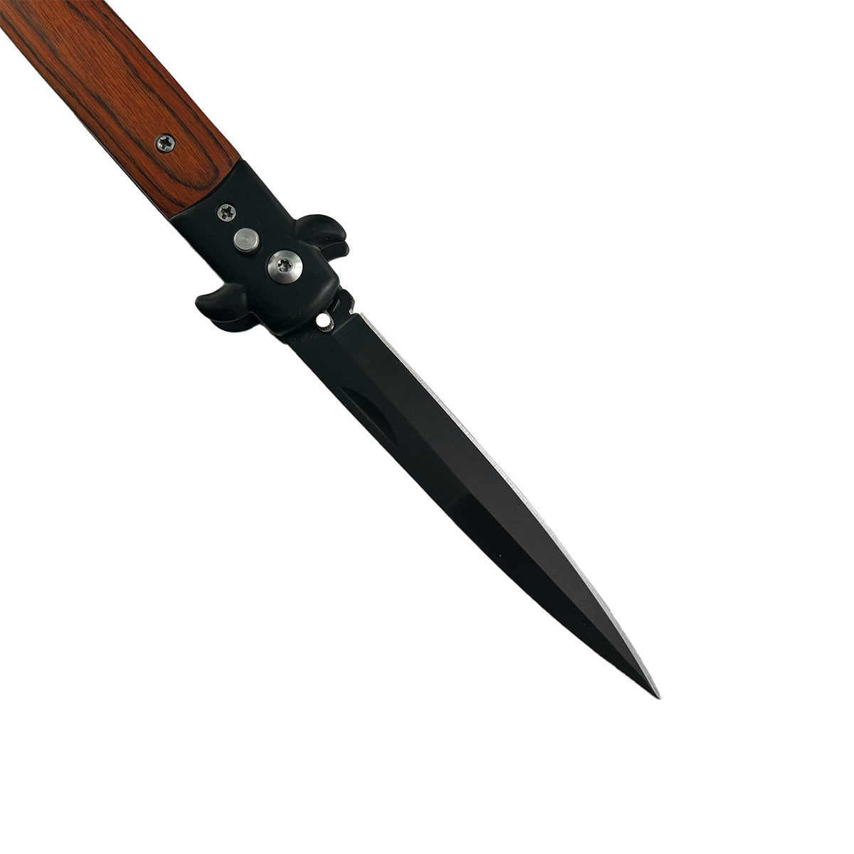 "Polished" Black Blade Wood Switchblade