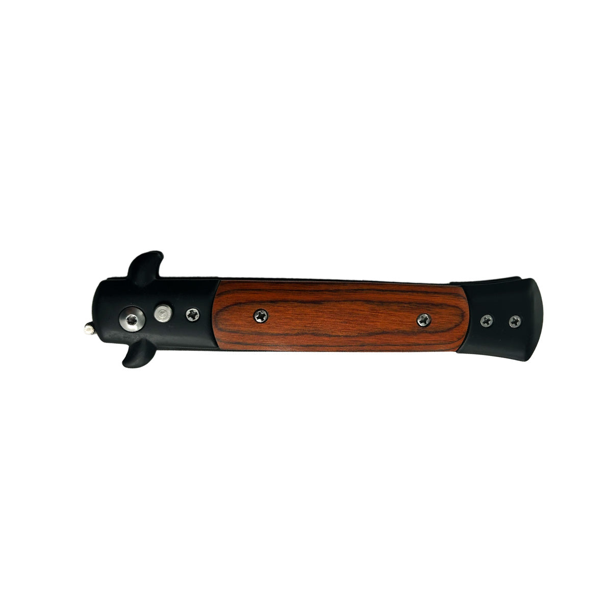 "Polished" Black Blade Wood Switchblade