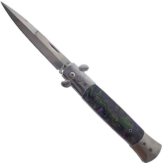 "Polished" Green / Purple Handle Switchblade