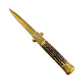 "Polished" Bone Handle Gold Blade Switchblade