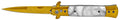 "Polished" White Marble Gold Blade Switchblade