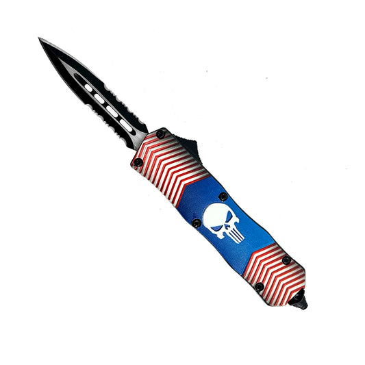 "Defense" Blue Thin Line OTF Knife