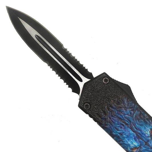 "Alpha Wolf" Blue OTF Knife