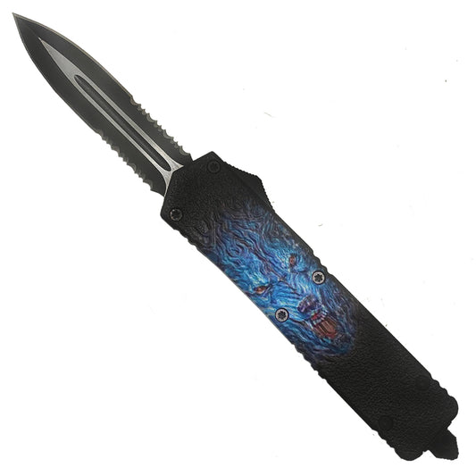 "Alpha Wolf" Blue OTF Knife