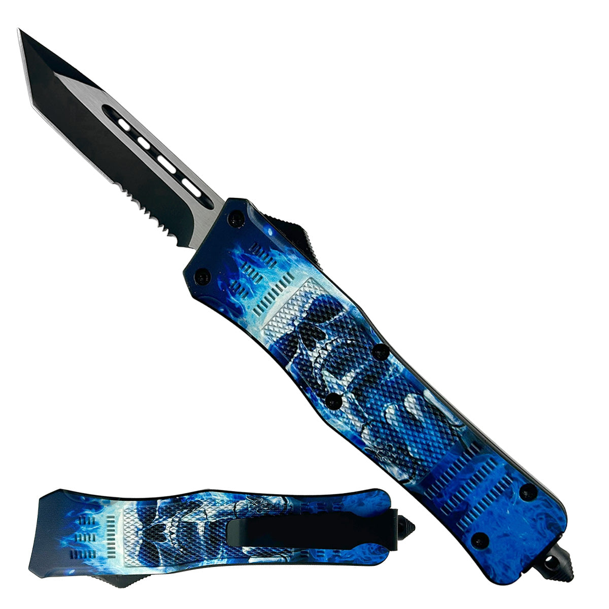 "Primary" Skull / Flames OTF Knife