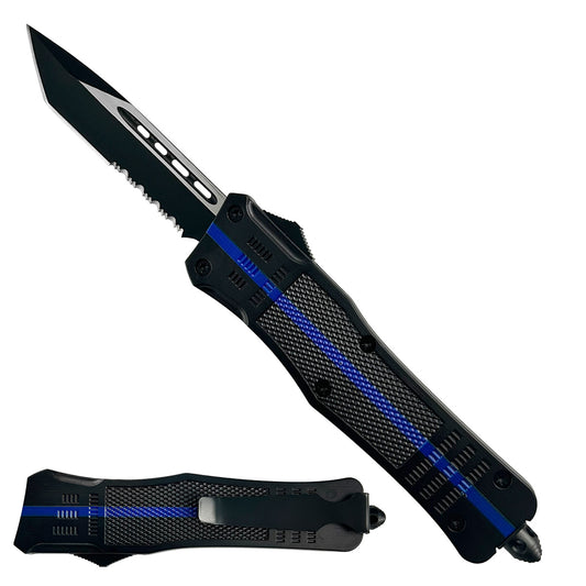 "Slick" Thin Blue Line OTF Knife