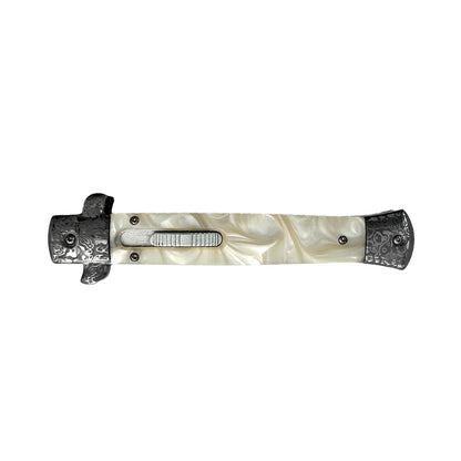 "Eclectic" Damascus Marble Italian Stiletto OTF