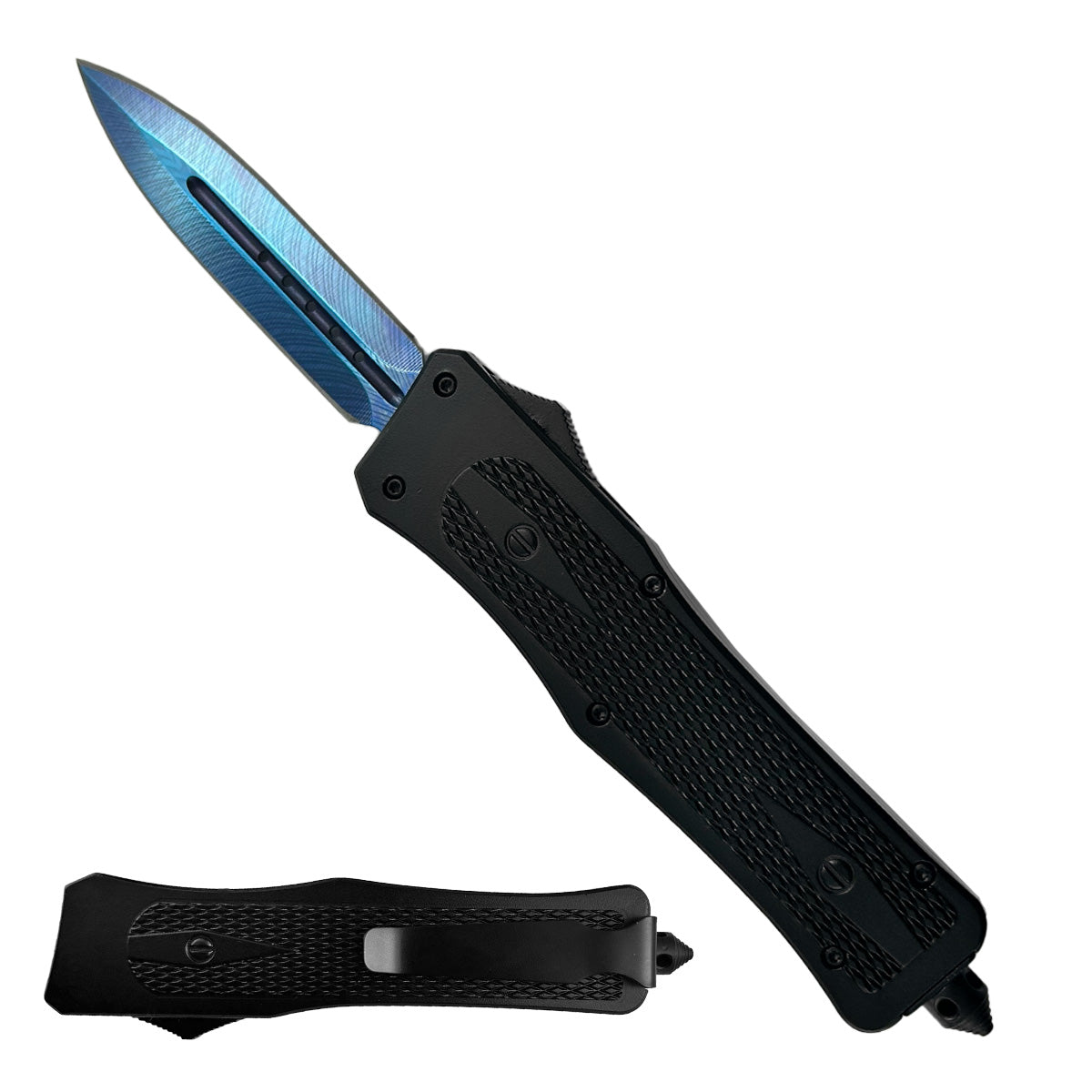 "Nightedge" Double Edge Blue OTF Knife