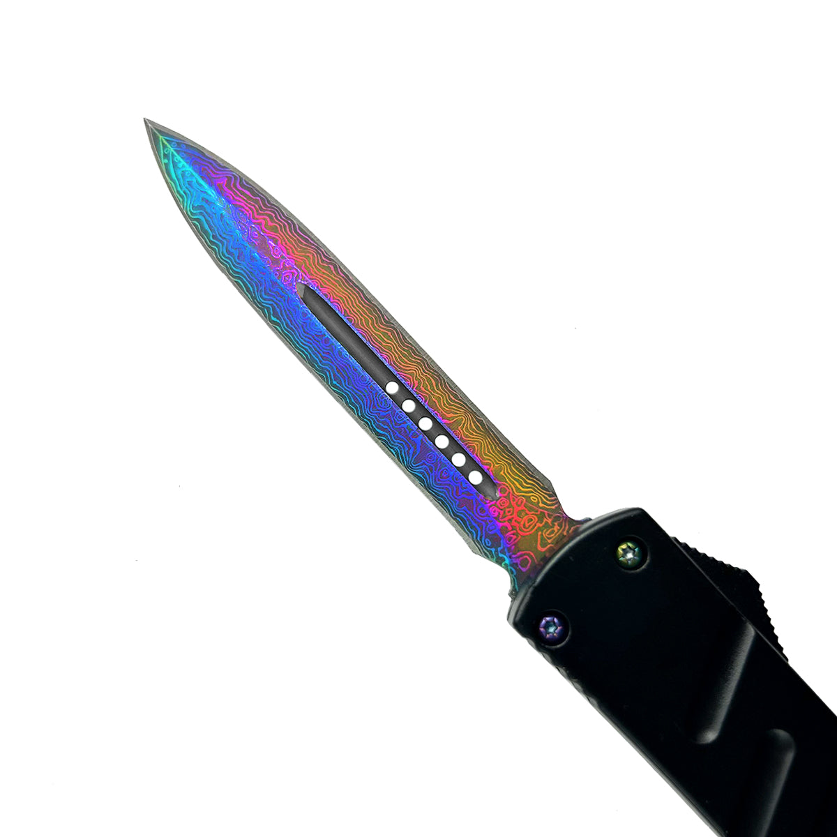 "Aurora" Rainbow Damascus OTF Knife