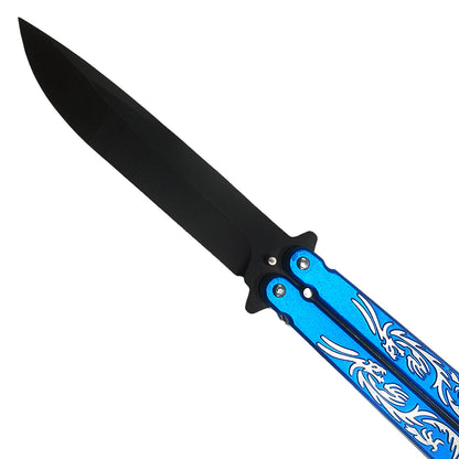 Buy Balisong / Butterfly Knife Online - "Blue Twin Dragons" 