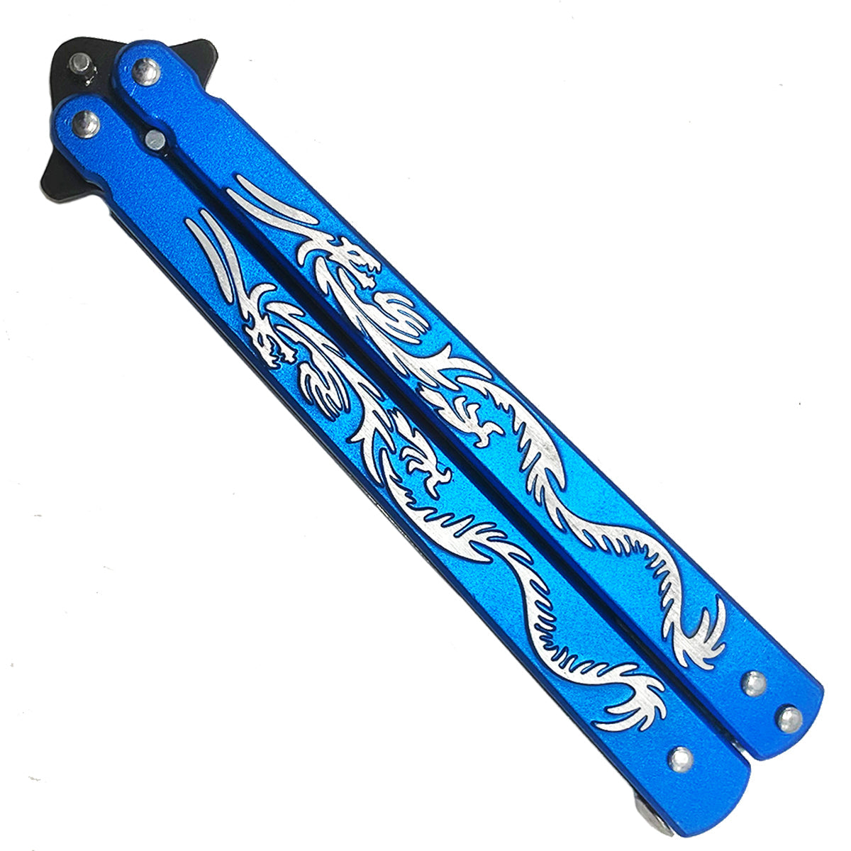 Buy Balisong / Butterfly Knife Online - "Blue Twin Dragons" 