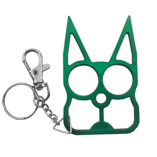 Green Metal Cat Knuckles Self Defense Keychain